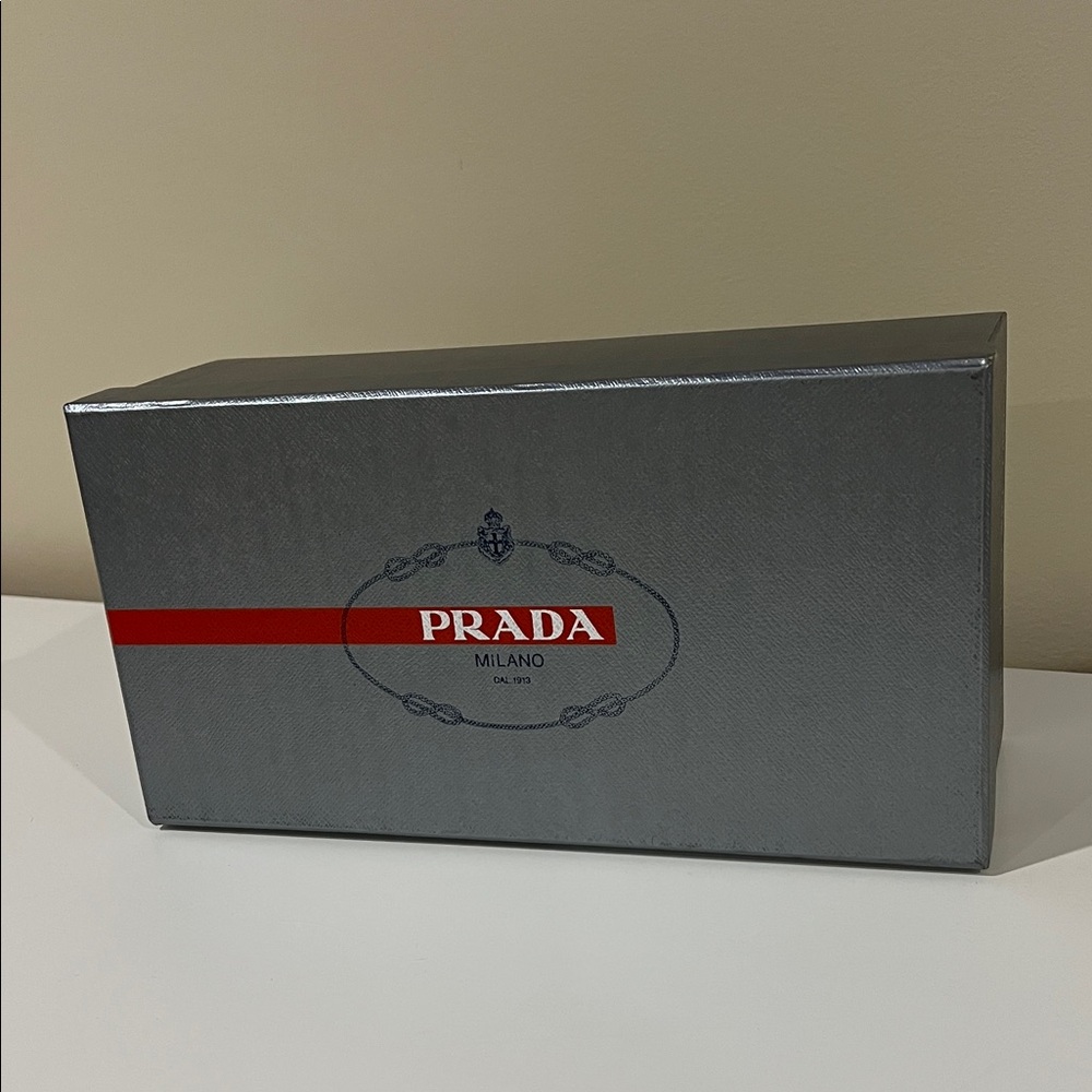 Prada Gray Box with Red Stripe